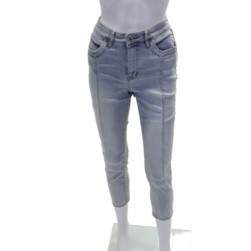 Coco Y Club Womens Cotton Blend Crystal Detail Mid-Rise Skinny Jeans Blue Size 4